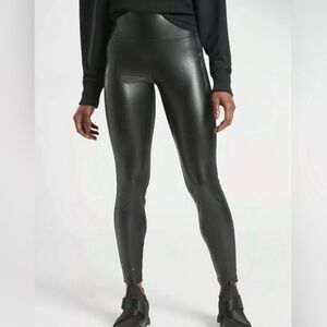 Athleta Delancey Shine Tight Size XL Black Faux Leather Legging 631858